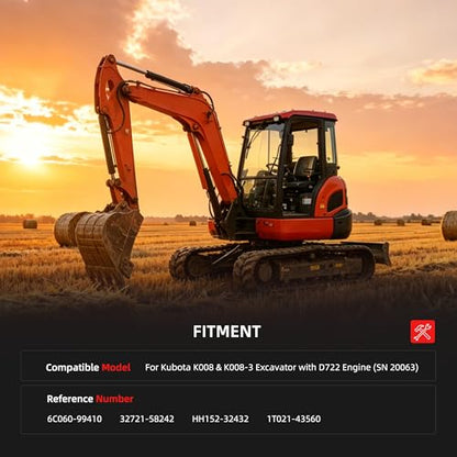 Maintenance Filter Kit for Kubota K008 & K008-3 Excavator with D722 Engine