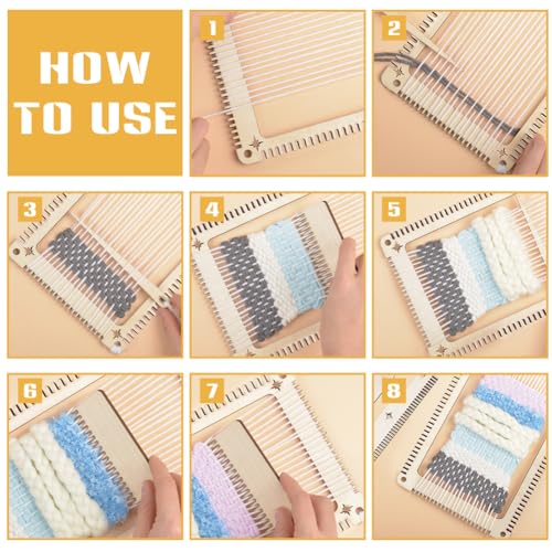 NBEADS 5 Pcs Weaving Loom Kit, Rectangle Weaving Loom Kit with Weaving Comb and Weaving Tools Wooden Multi-Craft Weaving Loom for Beginners and Weaving Enthusiasts