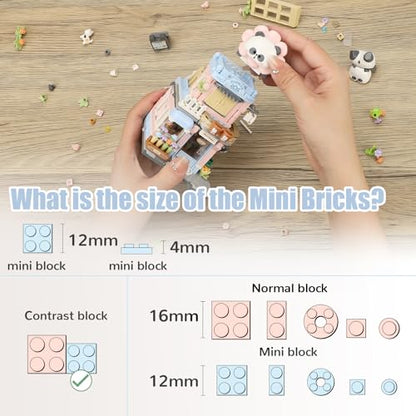 Street View Flower House Shop Mini Building Blocks, MOC Creative Building Toys Cute Panda Building Set for Kids 6-12, Simulation Architecture Construction Toy, Gift Idea for Kids Adults (810PCS) - style: Flowers Shop