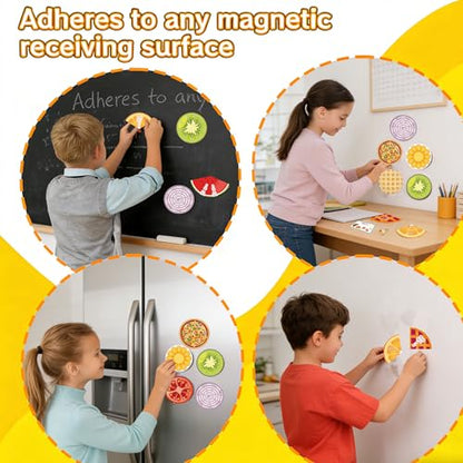 78 Pieces of Pizza Fraction Educational Learning Magnetic Puzzle 10 Double-Sided Math Cards Fraction Manipulatives Set for Math Learning Teaching Supplies