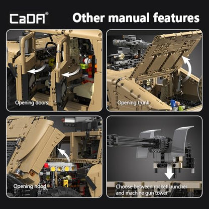 CaDA C61036W HUUMVEE Vehicle Building Block Set, Master 1:8 3935PCS RC Climbing Car Building Block Kit with Power Function,Off-Road Car Model for Adults Collectors