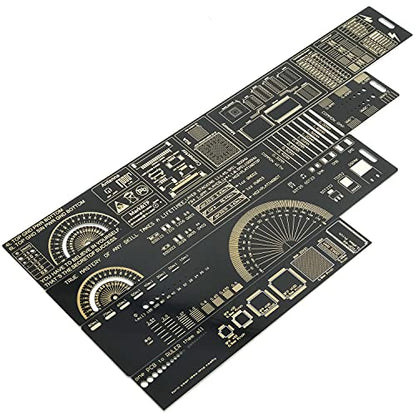 Mayata 3PCS/4PCS 15cm 20cm 25cm 30cm Multifunctional PCB Ruler Measuring Tool Resistor Capacitor Chip IC SMD Diode Transistor Package 180 Degrees (4pcs/lot)