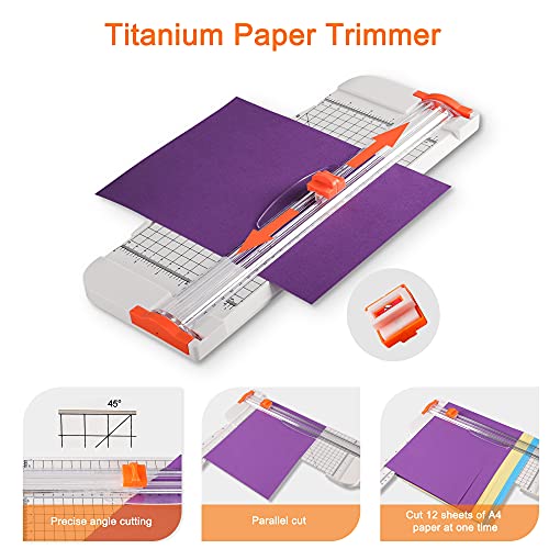 27PCS Craft Weeding Tools for Vinyl Kit,Utility Knife Set with 12Inch Paper Cutter Trimmer for Scrapbooking,Silhouettes,Cameos,DIY Art Crafting,Cutting,Splicing,Cardstock - color: White