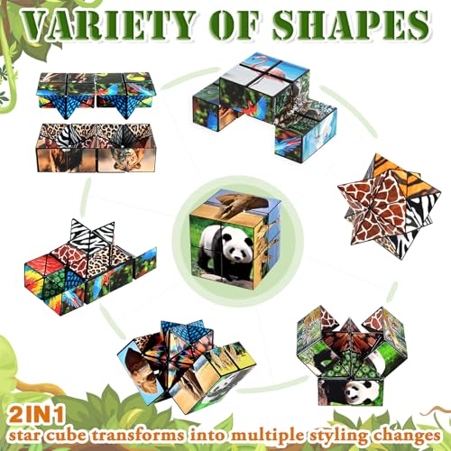 Euclidean Cube Fidget Toys for Kids 2 in 1 Star Cube Magic Cube Puzzle Toys - style: Wild Animals
