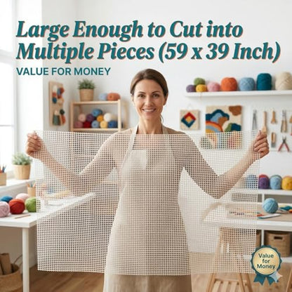 59 x 39 Inch Extra Large Blank Latch Hook Canvas - Durable Shape-Retaining Mesh Cloth for DIY Rug Making, Tapestry & Pillow - Crochet Knitting Grid Fabric Craft Supplies (59x39in Mesh) - color: 59x39in Mesh