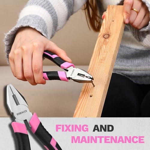 DEKOPRO 94 Piece Pink Tool Set, Household DIY Tool Kit for Women with Storage Toolbox, Small Basic Hand Tool Box Set for Home Repair, DIY, Apartment, Office - color: Pink