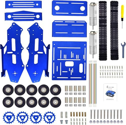 Smart Robot Car Chassis Kit Full Metal Big Tank Chassis with 2WD Motors for Arduino Raspberry Pi Jetson Python DIY Smart Car Learning Kit(Blue1, with Encoder Motor) - color: Blue1