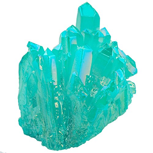 Rockcloud Titanium Coated Crystal Rock Quartz Lake Blue Cluster Geode, 1-2" - color: Lake Blue