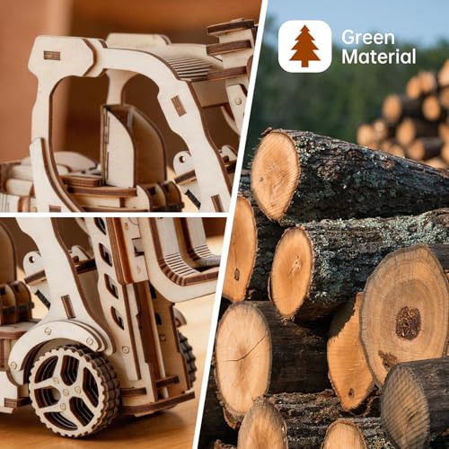 Wooden 3D Puzzle, Creative DIY Model Building Kit for Adults, Handmade Wooden Craft Collectible Ornament, Hobby Gift for Adults & Men, 60 Pieces Forklift, Basswood Material