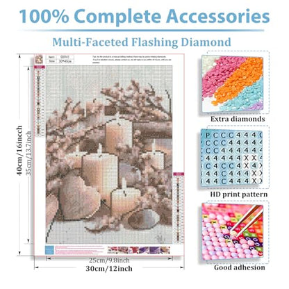 hkejoi Candle Diamond Art Kits for Adults, Diamond Painting Kit 12x16 Inch - color: Style 59
