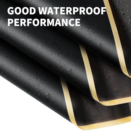 Duyasurs 20 Sheets Floral Wrapping Paper, Waterproof Bouquet Wrapping, 22.8x22.8IN, Florist Supplies Packaging Paper, DIY Gift Box, Wedding & Birthday Gifts, Gold Edge (Black) - color: Black Gold