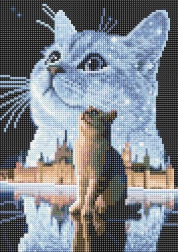 Cat Diamond Painting Kit for Adults, Round Full Drill Gem Art 12x16In - color: YP121