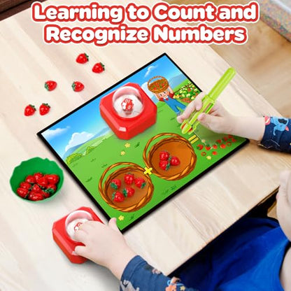 Math Board Games for Kids with Dice Poppers, Math Manipulatives Kindergarten Preschool Math Games Counters Toys, Addition and Subtraction Dice Games Homeschool Supplies Classroom Must Haves - style: Red