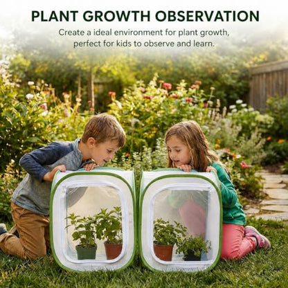 Insect & Butterfly Habitat Cage, Portable Pop-Up Terrarium with Mesh Sides, Bug Catching & Observation Enclosure for Caterpillars, Small Insects, Outdoor & Classroom Use, 12.0 Inches Tall
