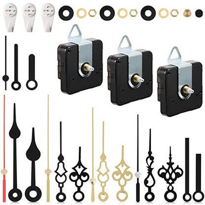 Outus 3 Pieces Non Ticking Quartz Clock Movement Mechanism with 6 Sets of Short Hands Battery Operated Clock Motor Kit for DIY Repair Replacement (13 mm) - size: 0.5 inch (13 mm)