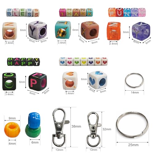 Aqltidiz 660Pcs DIY Beaded Keychain Making Kit, Bag Charm Craft Supplies