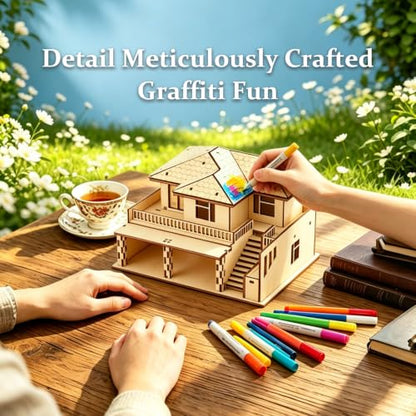 3D Wooden Puzzle for Adults, DIY Miniature Garden Villa Building Two Layer - color: Garden Wood Color 02