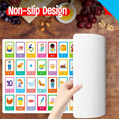 Non-Slip Placemats Washable Table Mat for Kids, 6 Pack - style: CVC, CVCC & CCVC Words