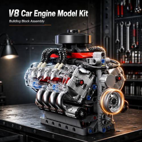 Sosuy V8 Car Engine Model Kit Mini Motor Building Blocks Sets that can Runs - color: V8 Engine