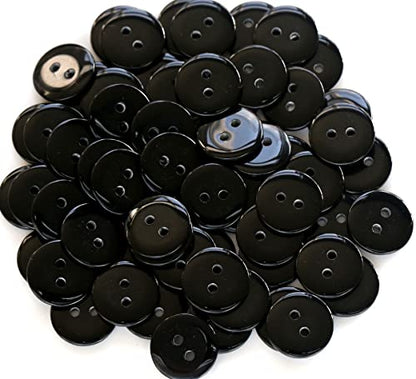 200pcs 5/8 inch (15mm) Black Buttons 2 Holes Resin Button for Sewing and DIY Crafts - color: Black