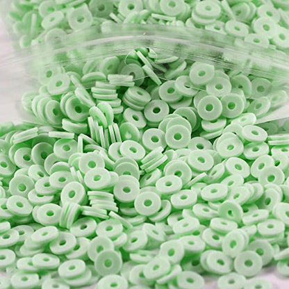 2000pcs Cyan Green Clay Beads for Bracelets Making, Flat Round Polymer Clay Beads 6mm Spacer Heishi Beads for Jewelry Making Earring Bracelets Necklace - color: Cyan Green 28