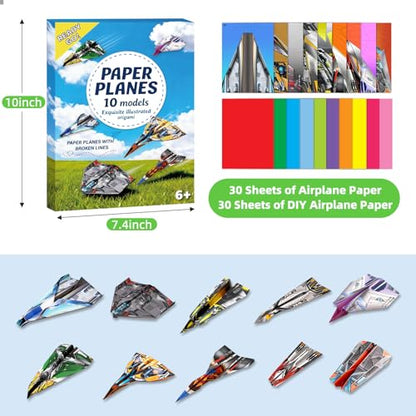 hapray 60 Sheets Paper Airplane Kit, Origami Paper Plane with Book & Video