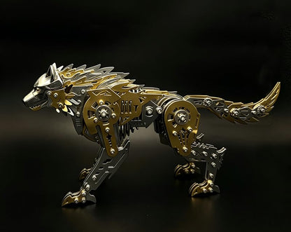 3D Metal Puzzle for Adults,Mechanical Animal Wolf Puzzle Building Set，3D Metal Model Kits, Brain Teaser Puzzles DIY Assembling for Stress Relief - A Collectible Gift for a man and boy - color: Gold
