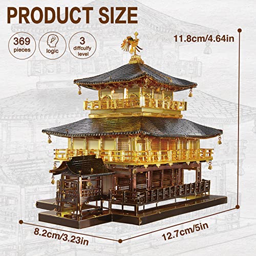 Piececool 3D Metal Model Kits for Adults, Kinkaku-ji Golden Pavilion Model Building Kits, Challenging 3D Puzzles for Stress Relief DIY Craft Kits - style: Kinkaku-ji