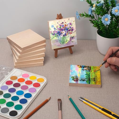 4″ X 4″ Wood Squares Wooden Blocks for Crafts 1/2″ Thick, 8 PCS Blank Wood Blocks Planks Pieces for Crafting, Unfinished Wooden Boards Panels for Paintings, DIY Signs, Woodworking - size: 4″x4″x1/2″ - 8PCS