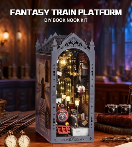 Spilay Book Nook Kit for Adults, Fantastic Miniature House Building Kit - color: Fantasy Train Platform