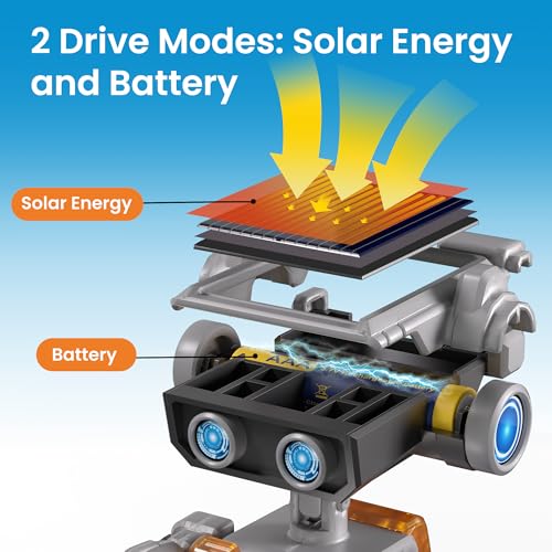 Solar Robot Building Kit STEM Gift for Boys Aged 8-13, DIY 15-in-1 Educational Science Building Toy, Solar or Battery Powered Robotic Set for Children Birthday with 212 Pieces
