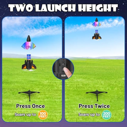 Rocket Launcher for Kids, 200 ft Self Launching Motorized Rocket Toy - color: Orange