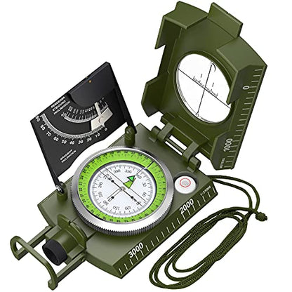 Proster Lensatic Sighting Compass IP65 Waterproof with Clinometer Bag - color: ArmyGreen