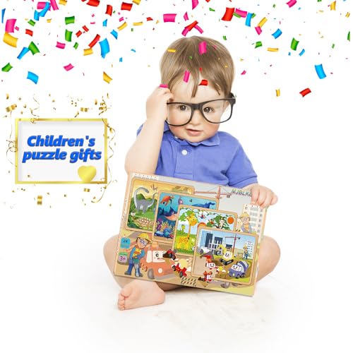 Wooden Jigsaw Puzzles for Kids Ages 4-6, 4-Pack 24-Piece Animal Puzzles Toy - color: Boys