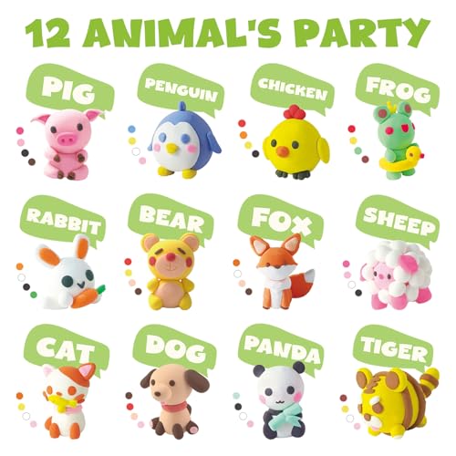 JUPITEARTH Air Dry Clay for Kids,12 Animals Theme Party Modeling Clay Set - color: Animal