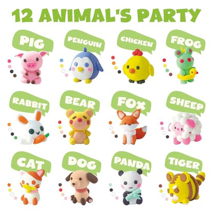 JUPITEARTH Air Dry Clay for Kids,12 Animals Theme Party Modeling Clay Set - color: Animal