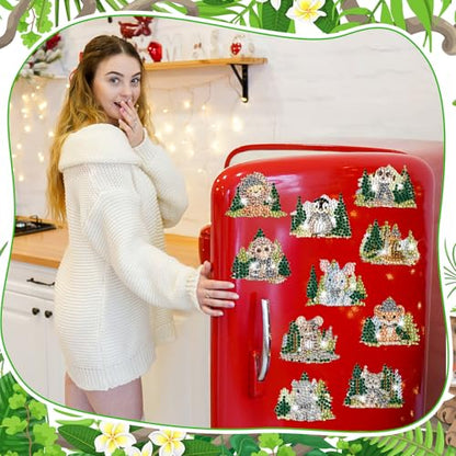 Xuhal 30 Pcs Wildlife Diamond Painting Magnets Diamond Art Kits for Adults - color: Woodland