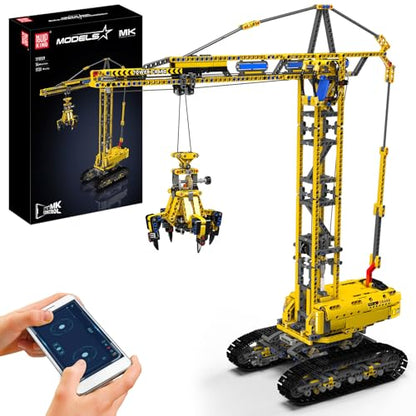 Mould King MOC Crawler Crane Advanced Building Kit for Adults, MOC Mobile Crane Heavy-Duty Truck Sets to Build, APP Control Large Engineering Vehicles, Construction Model Toy for Youth (1731 PCS)