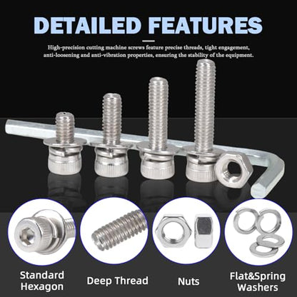840Pcs M3 Self Tapping Screws Assortment Kit, 304 Stainless Steel Hex Washer Head Self Drilling Sheet Metal Screws, 4 Sizes (6mm, 10mm, 16mm, 20mm) for DIY - size: 3 mm, style: Hexagonal socket screw