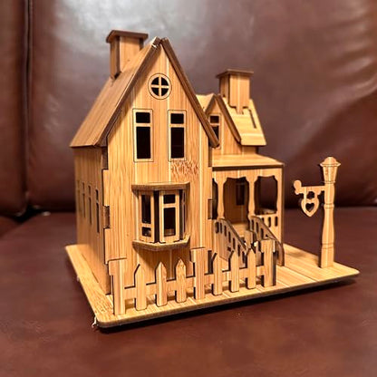Log Cabin Mini House 3D Wooden Puzzle Building Kit for Adults Teens