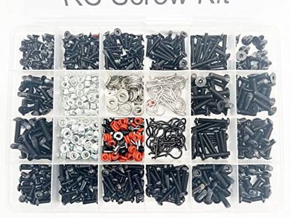 1000pcs Universal RC Screw Kit Screws Assortment Set, Hardware Fasteners for Traxxas Axial Redcat HPI Arrma SCX10 Losi 1/8 1/10 1/12 1/16 Scale RC Cars Trucks Crawler (1000pcs Longer RC Screws) - style: 1000pcs longer RC Screws