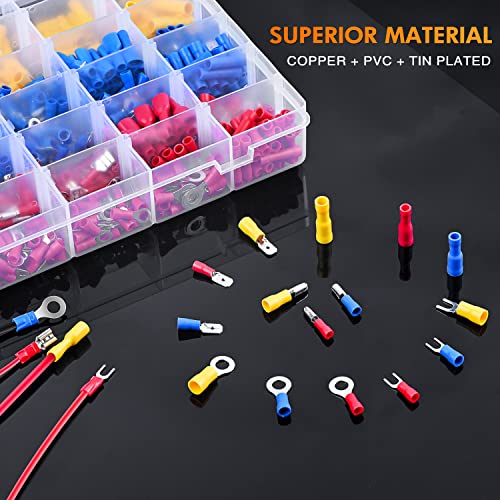 Nilight 840PCS Mixed Quick Disconnect Electrical Insulated Crimp Terminals - color: 840PCS Mixed Crimp Terminals