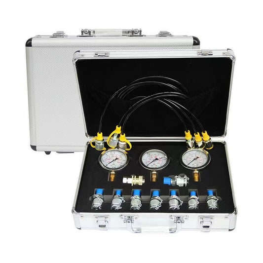 Hydraulic Pressure Test Kit with 3 Gauges 25/40/60MPa, 8 Test Couplings, Quick Connector 3 Test Hoses, Hydraulic Gauge Kit with Carrying Case for Excavator Loaders Construction Machinery - size: 3 Gauges 8 Test Couplings