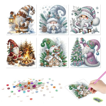 DDGYP 6pk Gnomes Diamond Art Cards w/Envelopes, DIY Xmas Kit for Adults - color: Dwarf 3