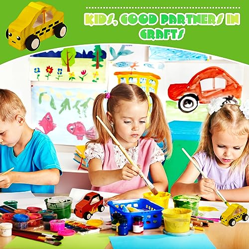Chivao 24 Pcs Unfinished Wooden Cars, Kids Paintable DIY Toys,Classic Style - color: Classic Style