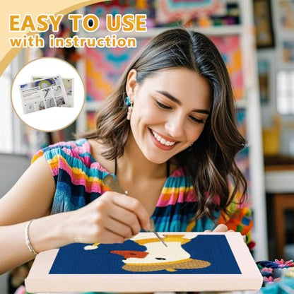 DOODLREAM Painter Goose DIY Punch Needle Embroidery Kit for Adult Beginner, 9.4" Cute Goose Animal Punch Stitching Craft Set for Starter with Frame,Fabric Pattern,Threader, Yarn, Pinch Needle - color: Goose