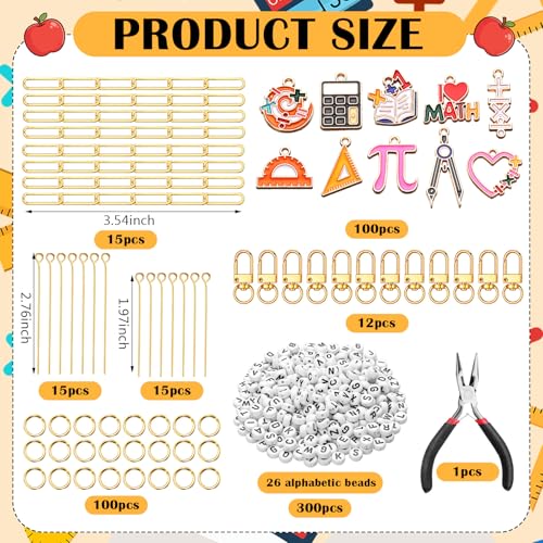 CraftyDream 558 Pcs Math Teacher Charm Keychain Making Kit DIY Name Crafts - style: I Love Math