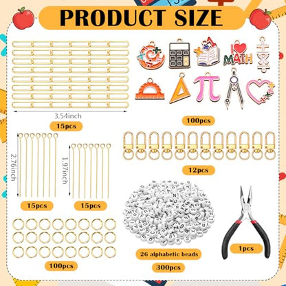 CraftyDream 558 Pcs Math Teacher Charm Keychain Making Kit DIY Name Crafts - style: I Love Math