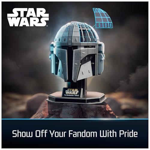 4D Build, Star Wars Mandalorian Helmet 3D Model Kit, Star Wars Collectibles & Desk Decor, Adult Puzzle, Building Toys, 3D Puzzles for Adults & Teens, 88 Pieces, Gift Ideas for Ages 12 & Up - style: Mandalorian Helmet 88 pcs