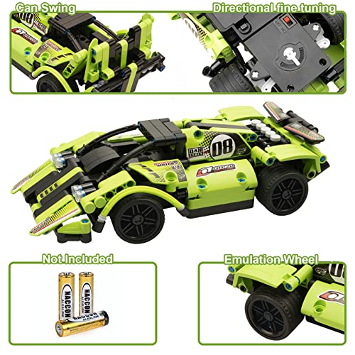 GAMZOO STEM Building Toys for Kids with 2-in-1 Remote Control Racer Snap Together Engineering Kits Early Learning Racecar Building Blocks - Best Gift for 6 7 8 9＋Year Old Boys and Girls - color: Green